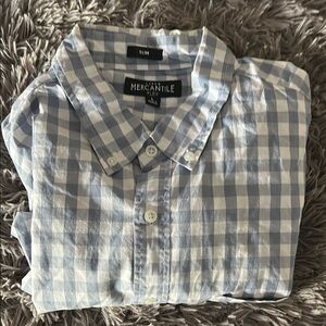 J. Crew Blue and White Casual Button Down Shirt
